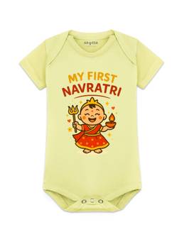 Arvesa - Yellow My First Navratri Printed Bodysuit