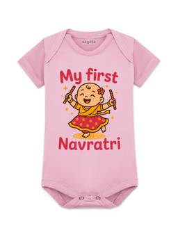 Arvesa - Pink My First Navratri Printed Bodysuit