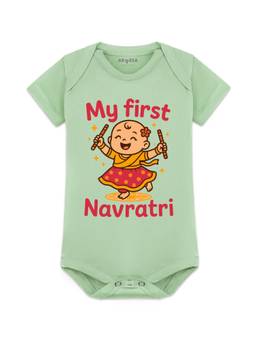 Arvesa - Green My First Navratri Printed Bodysuit