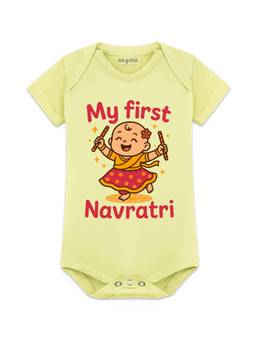 Arvesa - Yellow My First Navratri Printed Bodysuit