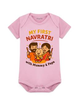 Arvesa - Pink My First Navratri Printed Bodysuit