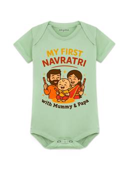 Arvesa - Green My First Navratri Printed Bodysuit