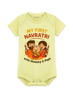 Arvesa - Yellow My First Navratri Printed Bodysuit