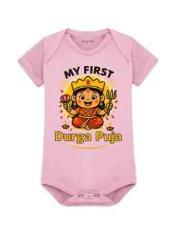 Arvesa - Pink My First Durga Puja Printed Bodysuit