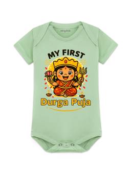 Arvesa - Green My First Durga Puja Printed Bodysuit