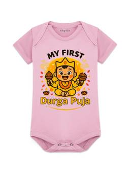 Arvesa - Pink My First Durga Puja Printed Bodysuit