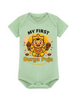 Arvesa - Green My First Durga Puja Printed Bodysuit