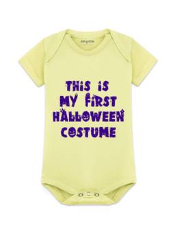 Arvesa - Yellow This Is My First Halloween Costume Printed Bodysuit
