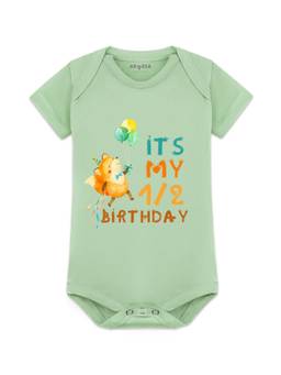 Arvesa - Green Half Birthday Printed Bodysuit (6-9 Months)