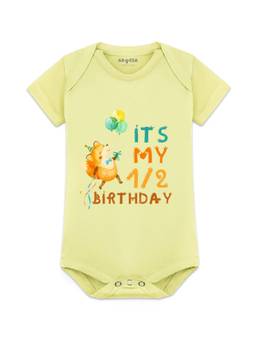 Arvesa - Yellow Half Birthday Printed Bodysuit (6-9 Months)