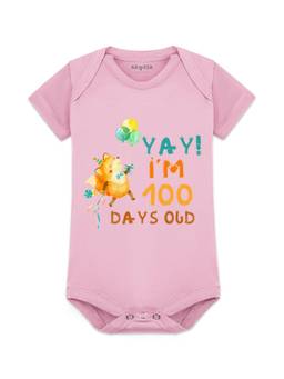 Arvesa - Pink 100 Days Birthday Printed Bodysuit (3-6 Months)