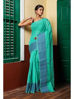 Unnati Silks - Green Pure Pavani Handcrafted Kanchi Cotton Saree without Blouse