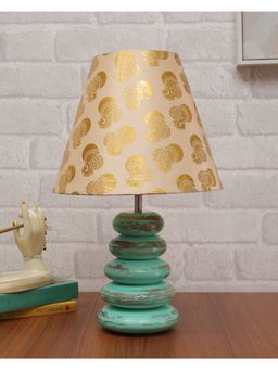 Homesake - Wood Table Lamp Algae Multi-Pebble Golden