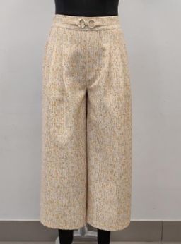 Twenty Dresses by Nykaa Fashion - Nude Pink Solid Metal Trim Detail Wide Leg Crop Pants