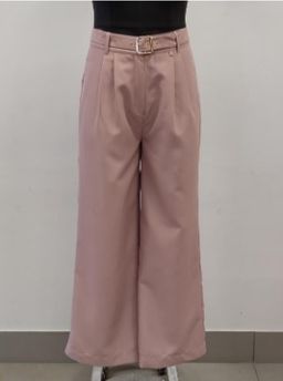 Twenty Dresses by Nykaa Fashion - Nude Pink Solid Wide Leg Pants with Belt