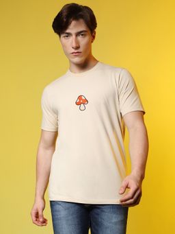 CAHOOT - Beige Mens Printed Oversized Basic T-Shirt