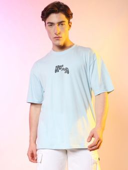 Campus Sutra - Blue Mens Printed Oversized Basic T-Shirt
