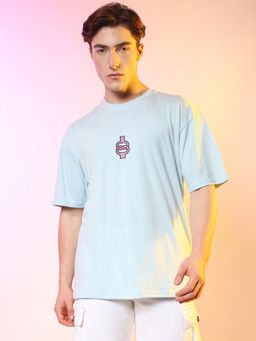 Campus Sutra - Blue Mens Printed Oversized Basic T-Shirt