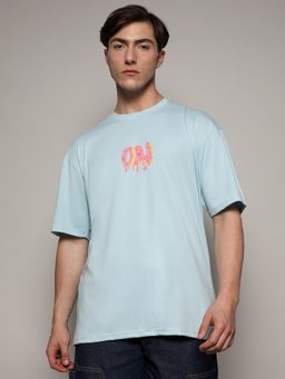 Campus Sutra - Blue Mens Printed Oversized Basic T-Shirt