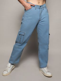 Campus Sutra - Mens Straight Cargo Denim Jeans