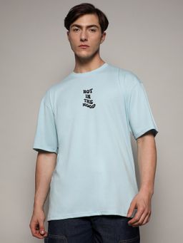 Campus Sutra - Blue Mens Printed Oversized Basic T-Shirt