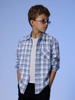 The Souled Store - Plaid Light Blue & White Young Boys Shirts