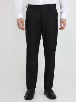 Park Avenue - Regular Fit Solid Black Cotton Blend Trouser