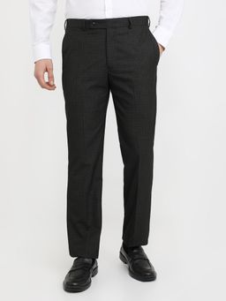 Park Avenue - Regular Fit Solid Dark Grey Pure Cotton Trouser