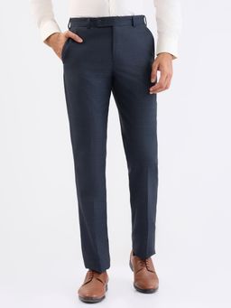 Park Avenue - Regular Fit Solid Dark Blue Pure Cotton Trouser
