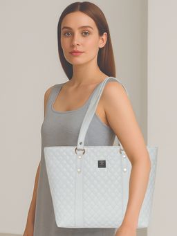 ESBEDA - Off White Colour Quilted Classic Pattern Tote Bag For Women