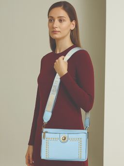 ESBEDA - Blue Colour Studded Charm Sling Bag with Detachable Handle For Women