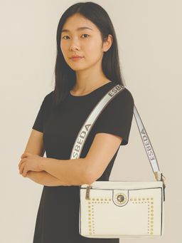 ESBEDA - Off-White Colour Studded Charm Sling Bag With Detachable Handle For Women