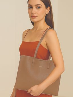 ESBEDA - Tan Colour Classic Structured Tote Bag For Women
