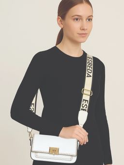 ESBEDA - White Colour Luxe Stitch-Detail Sling Bag For Women