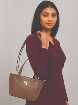 ESBEDA - Tan Colour Petite Floral Embossed Sling Bag For Women