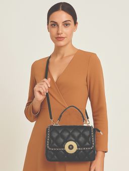 ESBEDA - Black Colour Quilted Charm Sling Bag For Women