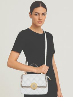 ESBEDA - White Colour Quilted Charm Sling Bag For Women
