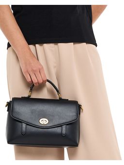 BCBG - Black Solid Handheld Bag and Detachable Strap