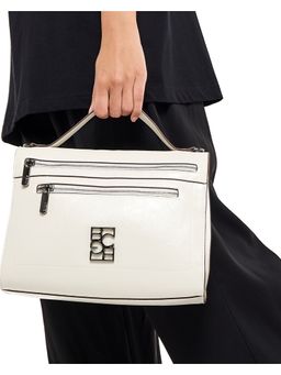 BCBG - Off White Solid Handheld Bag and Detachable Strap