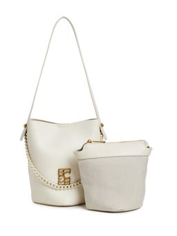 BCBG - White Logo Detail Bucket Bag with Pouch