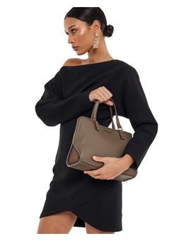 BCBG - Taupe Top Handle Satchel Bag and Detachable Strap