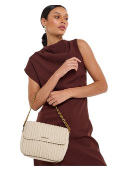 BCBG - Off White Quilted Shoulder Bag and Detachable Strap