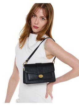 BCBG - Black With Lock Shoulder Bag and Detachable Strap