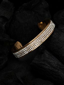 Zaveri Pearls - Gold Tone Party Bling Contemporary Diamond Cuff Bracelet ZPFK10536