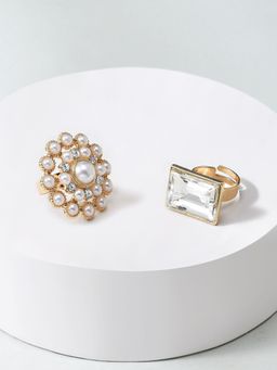Zaveri Pearls - Gold Tone Set of 2 Contemporary Finger Rings ZPFK10570