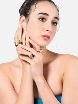 Zaveri Pearls - Gold Tone Set of 3 Contemporary Classy Finger Rings ZPFK10575