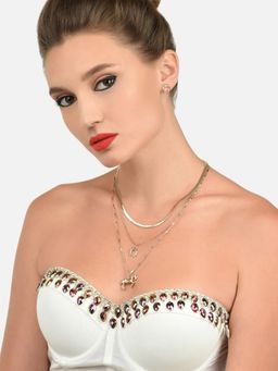 Zaveri Pearls - Gold Tone 3 layers Horse & Horseshoe Embellished Necklace & Chains ZPFK11519