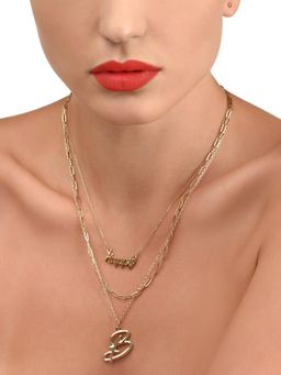 Zaveri Pearls - Gold Tone 3 layers B Happy Embellished Contemporary Necklace & Chains ZPFK11520