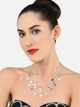 Zaveri Pearls - Silver Tone Multi Layered Dangling Coin Contemporary Chain ZPFK11614