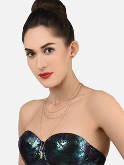 Zaveri Pearls - Gold Tone Classy Contemporary Multi Layered Number One Drop Chain ZPFK11616